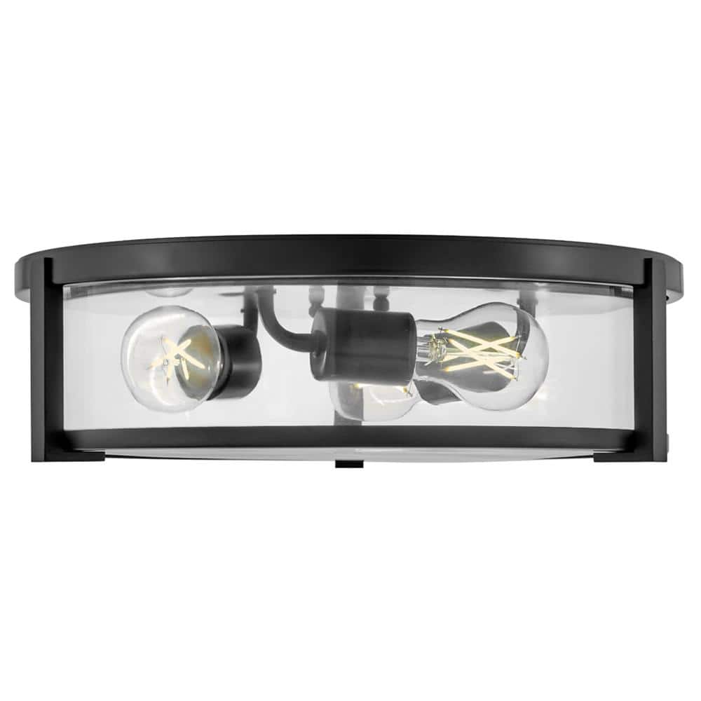 Black Nickel 3-Light LED Flush Mount with Clear Glass Shade