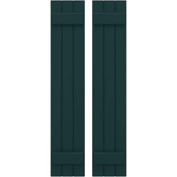 Ekena Millwork 10-1/2 in. W x 66 in. H Americraft 3-Board Exterior Real Wood Joined Board and Batten Shutters in Thermal Green