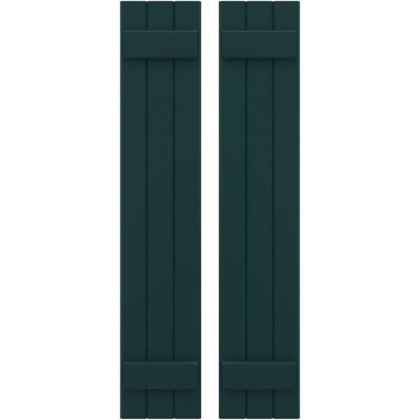 Ekena Millwork 10-1/2 in. W x 71 in. H Americraft 3-Board Exterior Real Wood Joined Board and Batten Shutters in Thermal Green