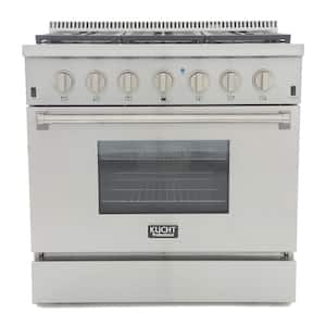 Pro-Style 36 in. 5.2 cu. ft. Dual Fuel Range with Sealed Burners and Convection Oven in Stainless Steel