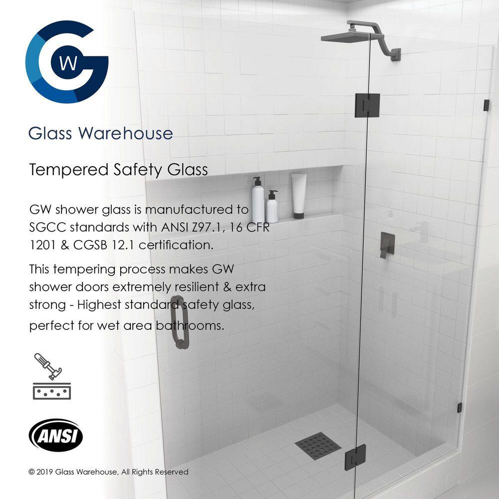 Polished Brass 78" Frameless Glass Shower Door with Towel Bar