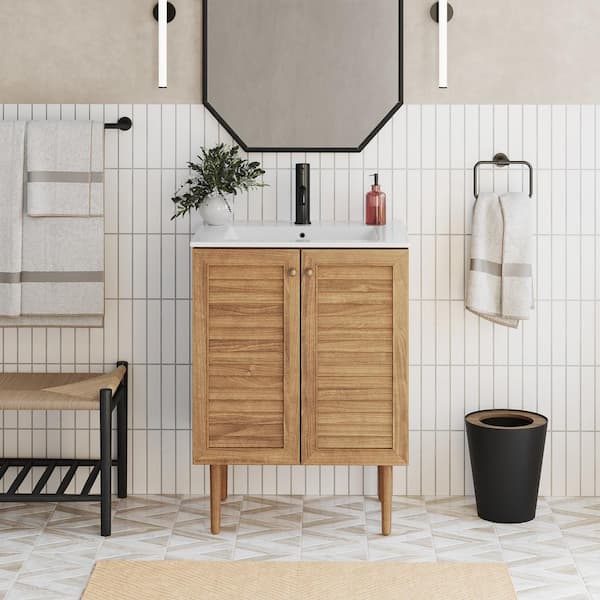 Swiss Madison Bron 23.5 in W x 18 in D x 32.5 in H Single Sink Bath Vanity Cabinet without Top in Toppan Oak