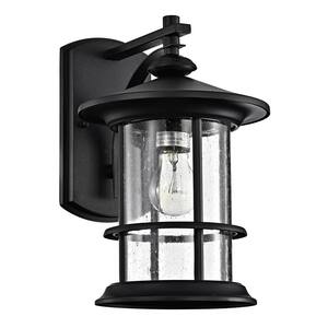12.5 in. Black Outdoor Hardwired Wall Lantern Sconce with No Bulbs Included(2 pack)