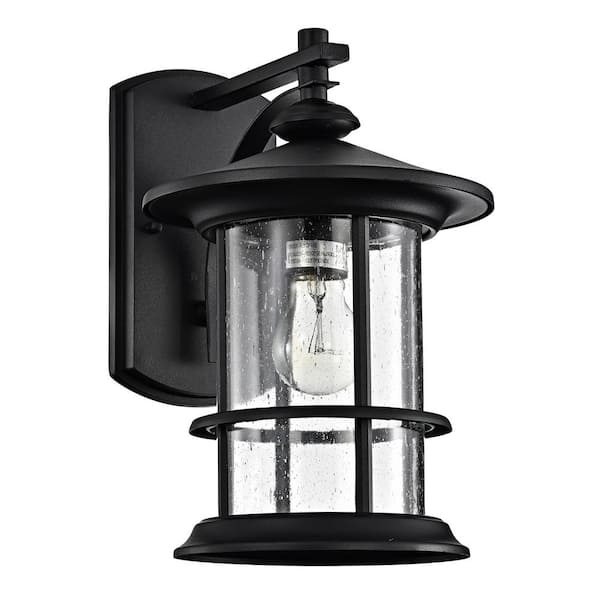 Jushua 12.5 in. Black Outdoor Hardwired Wall Lantern Sconce with No Bulbs Included(2 pack)