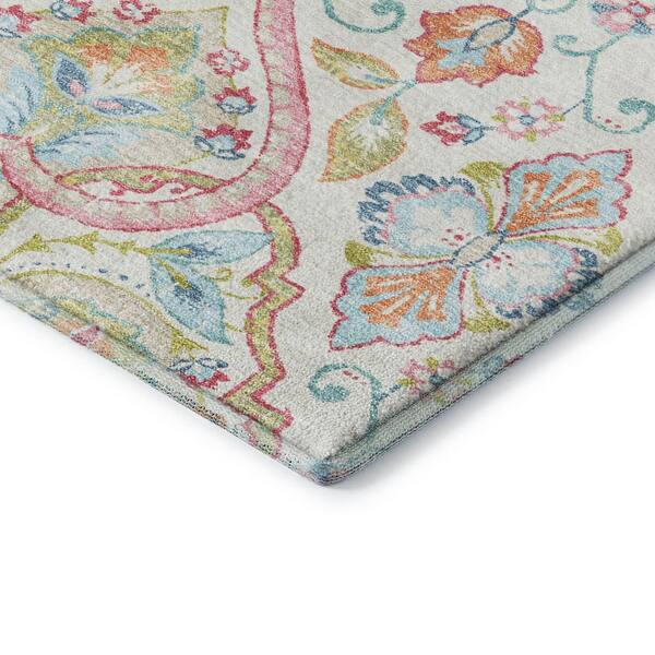 Mayfield Premium Machine Washable Abstract AMF2207 Ivory 3 ft. x 5 ft. Area Rug