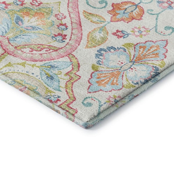 Mayfield Premium Machine Washable Abstract AMF2207 Ivory 9 ft. x 12 ft. Area Rug