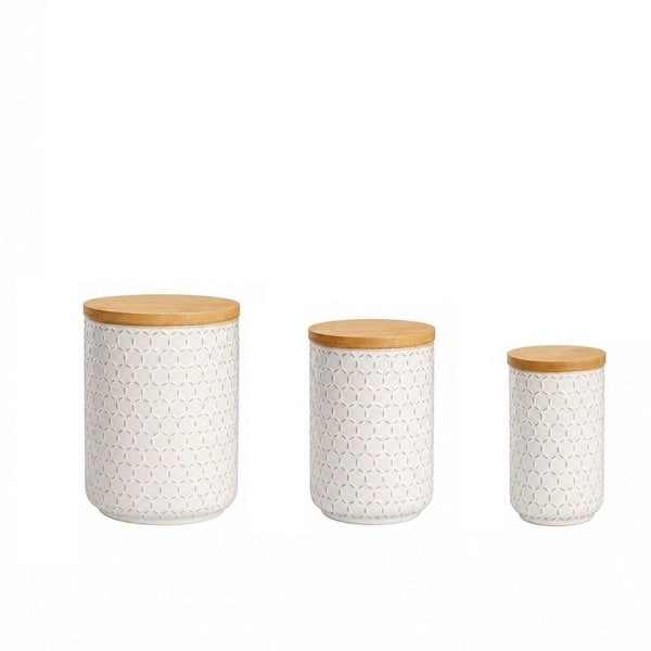 Wudkey 3-Piece Ceramic Canisters Set with Airtight Lids, 80/40/20