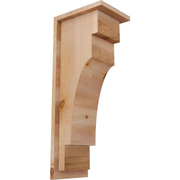 Ekena Millwork 8 in. x 10 in. x 26 in. Western Red Cedar Mediterranean Rough Sawn Corbel with Backplate