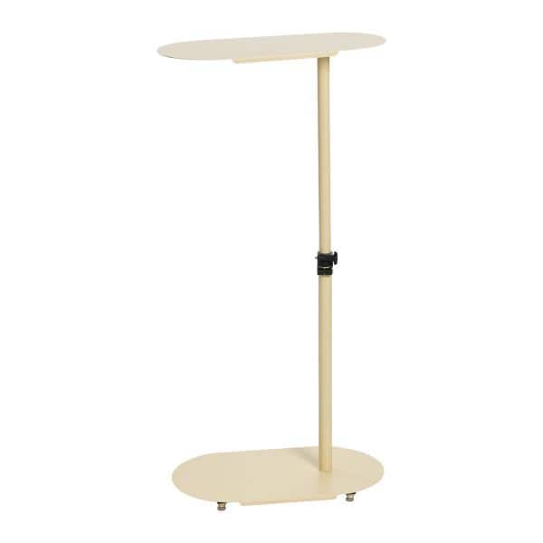 Beige Adjustable Metal C-Shaped End Table