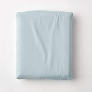 Company Cotton Pale Blue Solid 300-Thread Count Cotton Percale California King Fitted Sheet