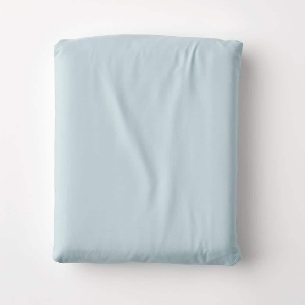 The Company Store Company Cotton Pale Blue Solid 300-Thread Count Cotton  Percale Queen Fitted Sheet 50652B-Q-PALE-BLUE - The Home Depot
