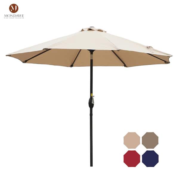 Mondawe 9 ft. Aluminum Market Patio Umbrella Outdoor Umbrella with Push Button Tilt