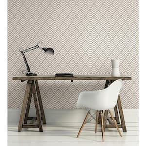 Vertex Taupe Diamond Geometric Taupe Wallpaper Sample