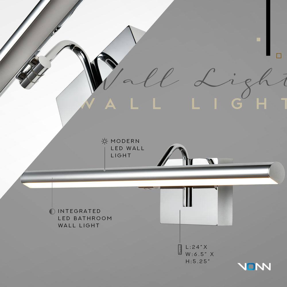 Procyon 24" Polished Chrome Slim LED Bathroom Wall Light
