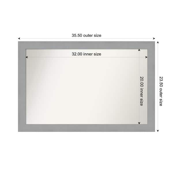 Amanti Art Brushed Nickel 35.5 in. x 23.5 in. Custom Non-Beveled Recycled Polystyrene Framed Bathroom Vanity Wall Mirror
