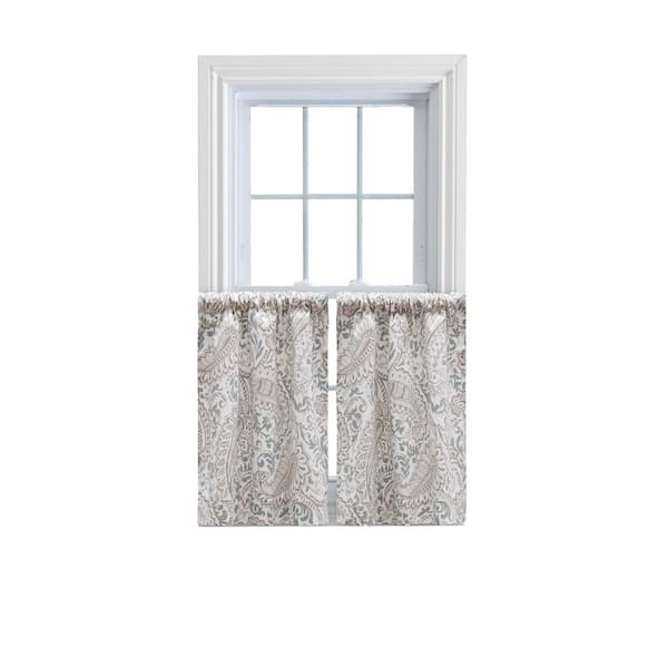 Ellis Curtain Shannon Natural Paisley Cotton 50 in. W x 36 in. L Rod Pocket Light Filtering Tiers
