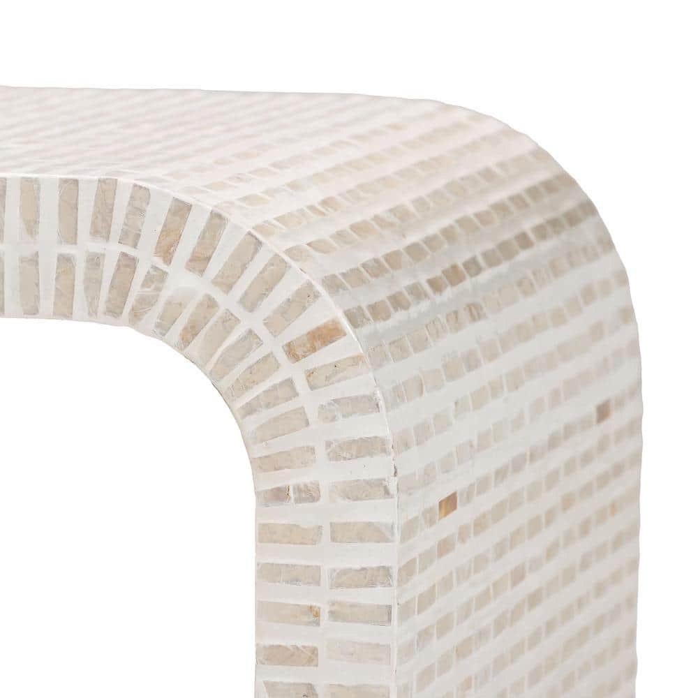 Carlyn 19.7 in. Beige Waterfall Specialty Capiz End Table - thumbnail 5