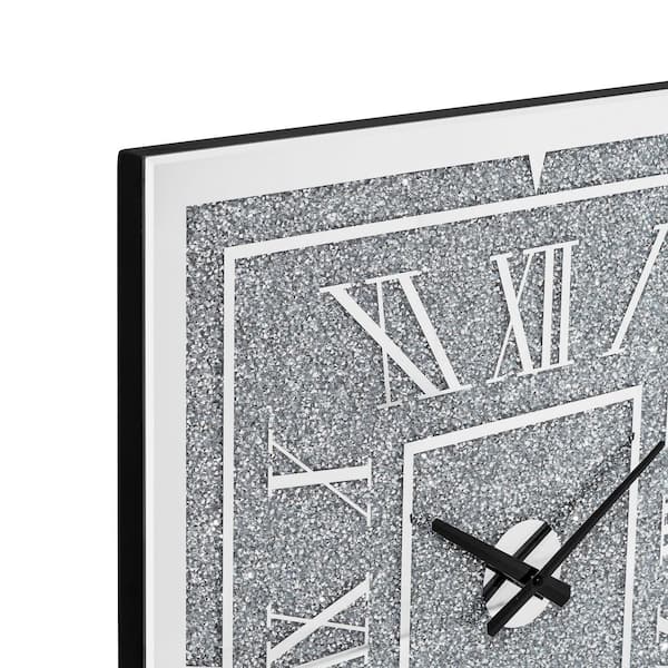THKSHOUZ Modern Square Roman Numerals Mirror Wall Clock with