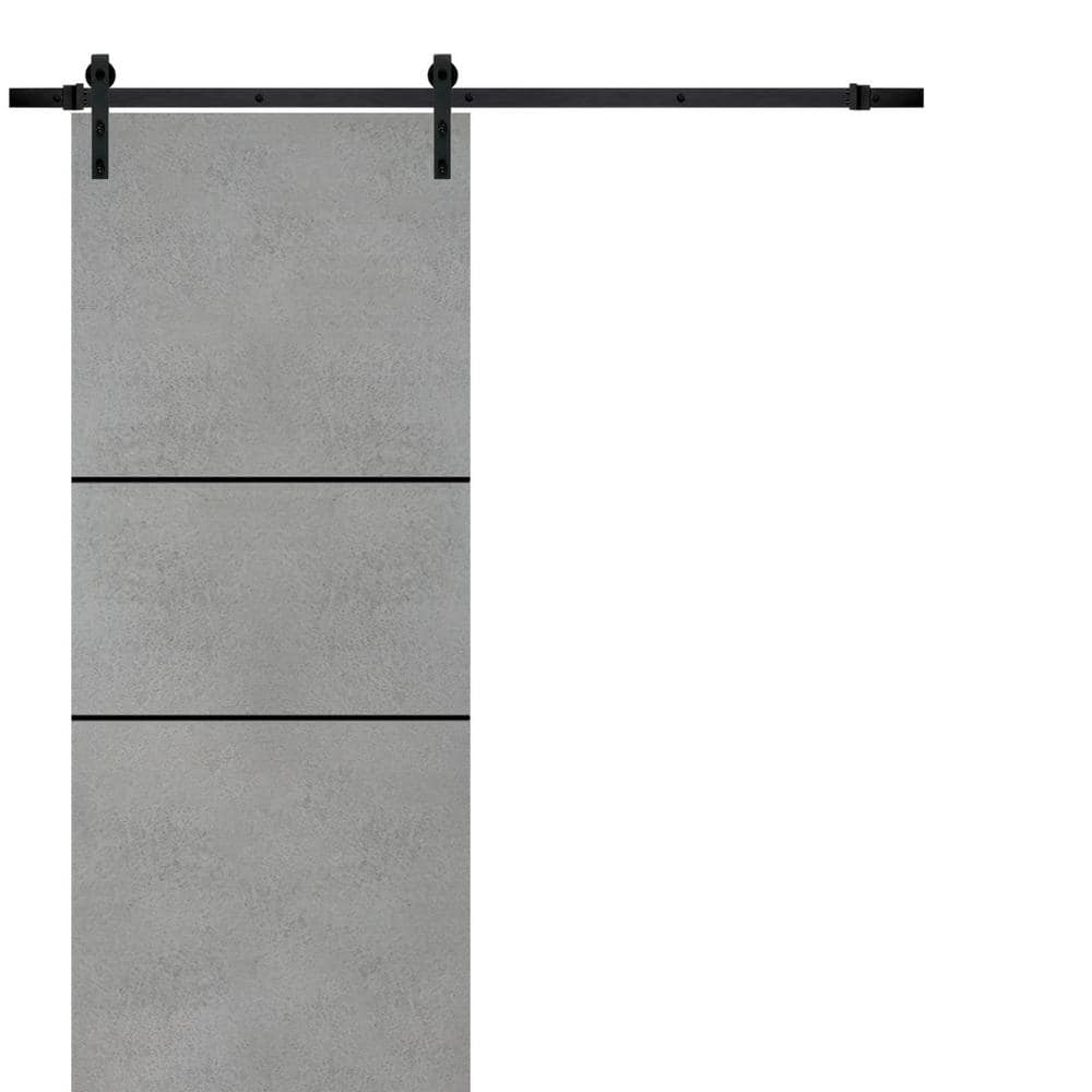 Assembly Required 42 in. x 80 in. 1-Panel Concrete Solid Wood with Honeycomb Sliding Barn Door with Hardware Kit price history on PriceWatchPro