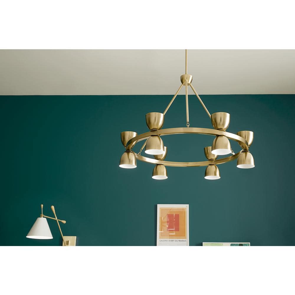 Champagne Gold Swing Arm Wall Sconce with Natural Maple Accents