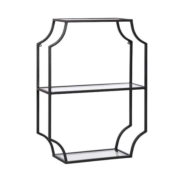 Kate and Laurel Ciel 18 in. W x 6 in. D Black Glass Decorative Wall Shelf