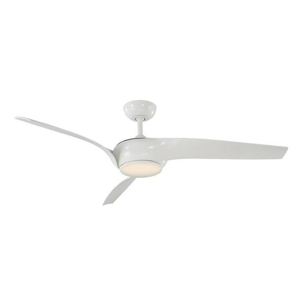 Glossy White 3-Blade Smart Ceiling Fan 