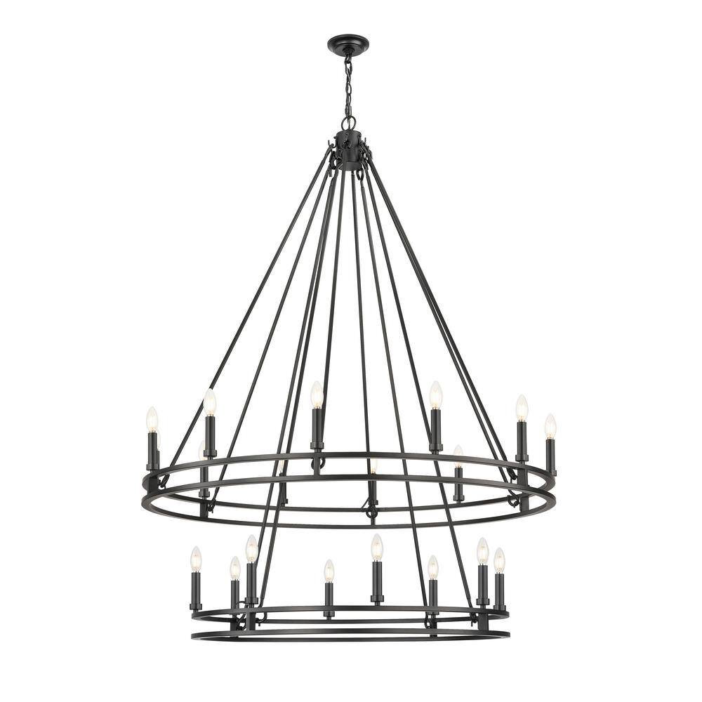 Dennison 47.5 in. Matte Black 20 Light Chandelier