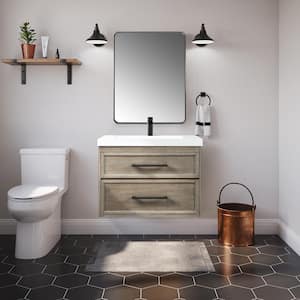 Tarlo 30 in. W x 18 in. D x 22 in. H Single Sink Floating Bath Vanity in Reclaimed Oak with White Cultured Marble Top