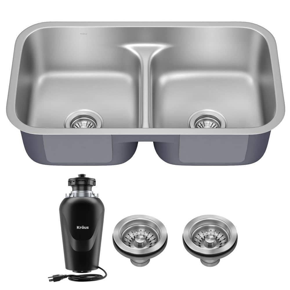 Premier 32-Inch Stainless Steel Double Bowl Undermount Kitchen Sink