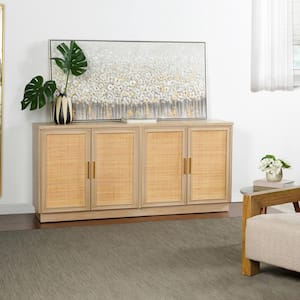 Natural, White 33.5 in. Accent Cabinet with 6 Shelves