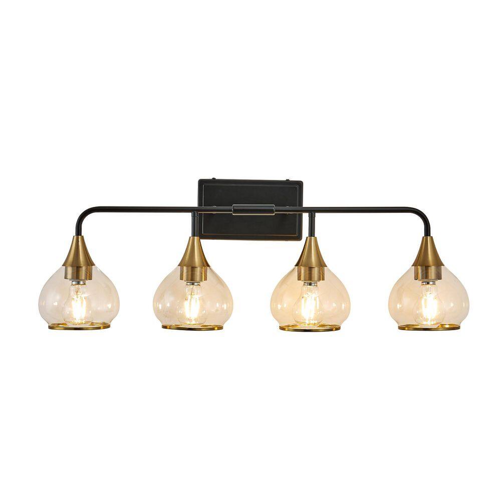 31 in. 4-Light Modern Gold Vanity Light with Clear Glass Shades Industrial Wall Mounted Lamp for Mirror price history on PriceWatchPro