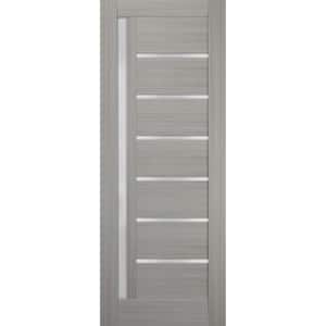 4088 18 in. x 80 in. Single Panel No Bore MDF 1/4 Lite Frosted Glass Gray Finished Pine Wood Interior Door Slab