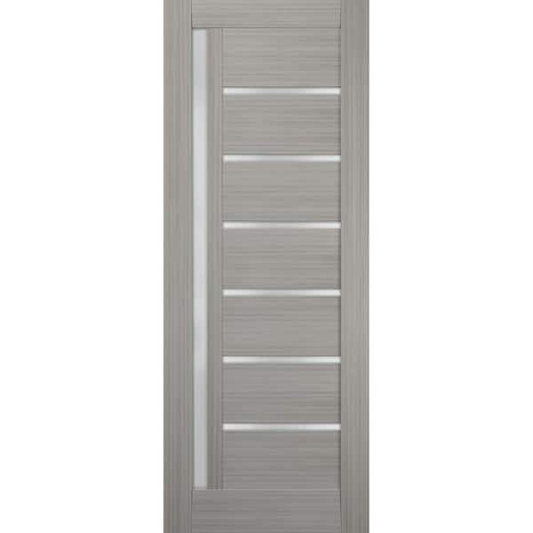 4088 36 in. x 96 in. Single Panel No Bore MDF 1/4 Lite Frosted Glass Gray Finished Pine Wood Interior Door Slab