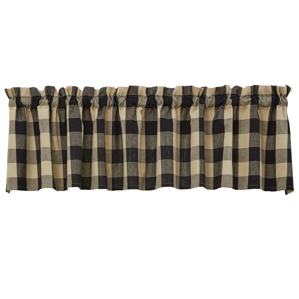Black and Beige Plaid Rod Pocket Valance 14''L