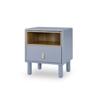 18.90 in. W Blue Rectangle MDF Modern Nordic Style Single Drawer Compact Bedside Table with Drawer, Side Table