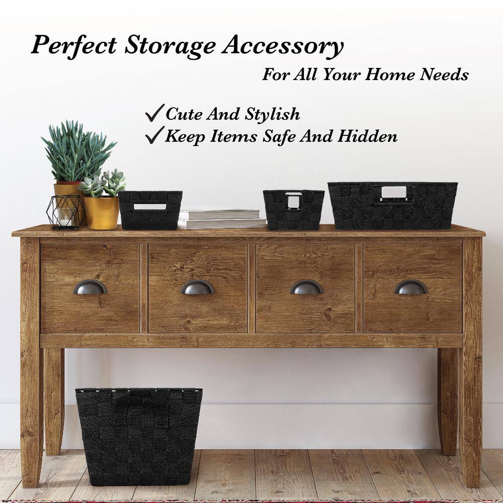 Black Woven Polypropylene Rectangular Storage Bin