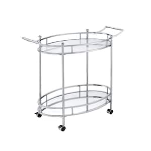 Jinx Clear Glass and Chrome Serving Cart