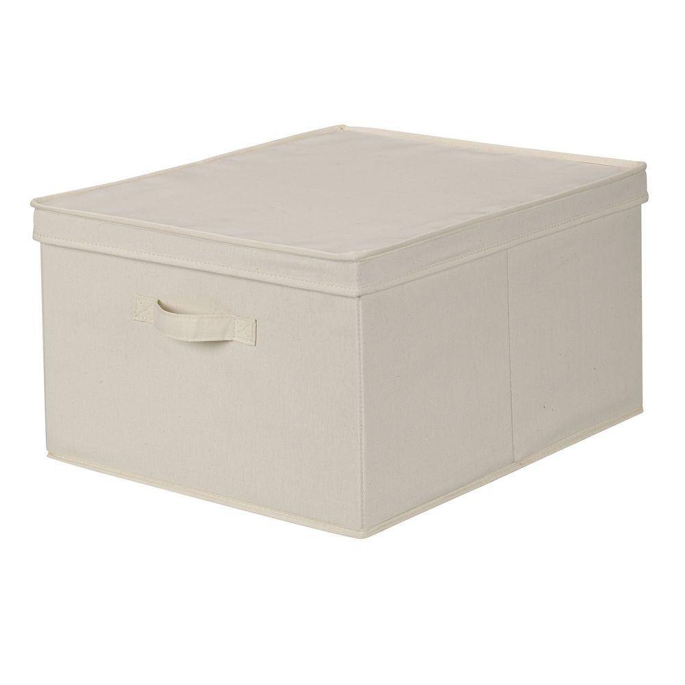 10 in. H x 16 in. W x 10 in. D White Canvas Cube Storage Bin