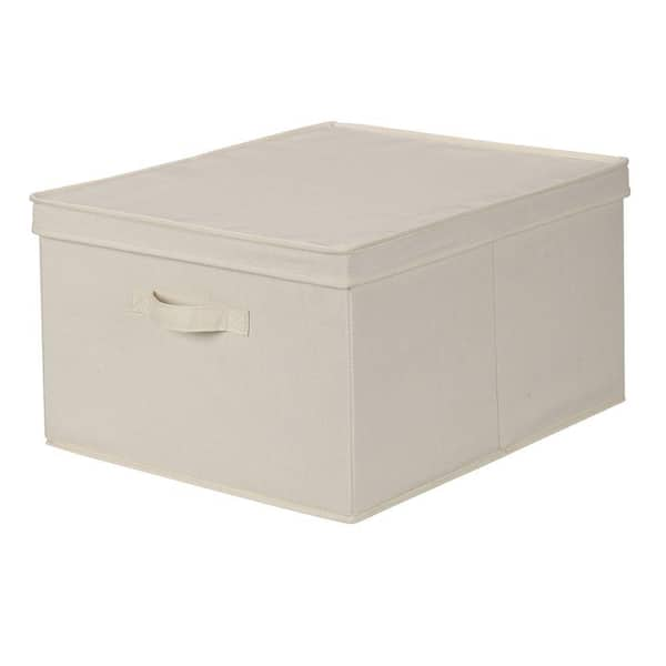 HOUSEHOLD ESSENTIALS 10 in. H x 16 in. W x 10 in. D White Canvas Cube Storage Bin