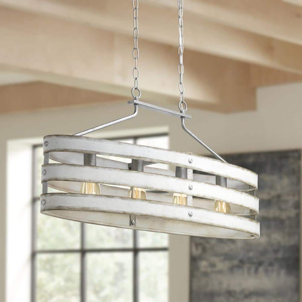 Gulliver Dual-Toned Galvanized and Antique White Linear Chandelier