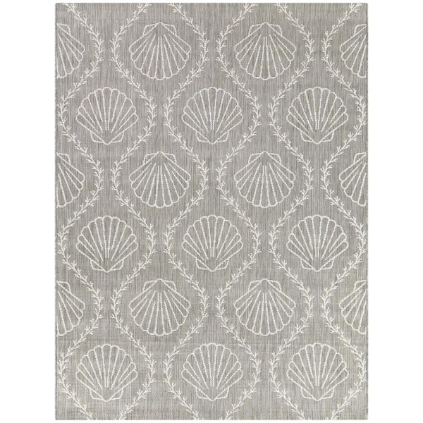 Maiano Taupe 8 ft. x 10 ft. Seashells Indoor/Outdoor Area Rug