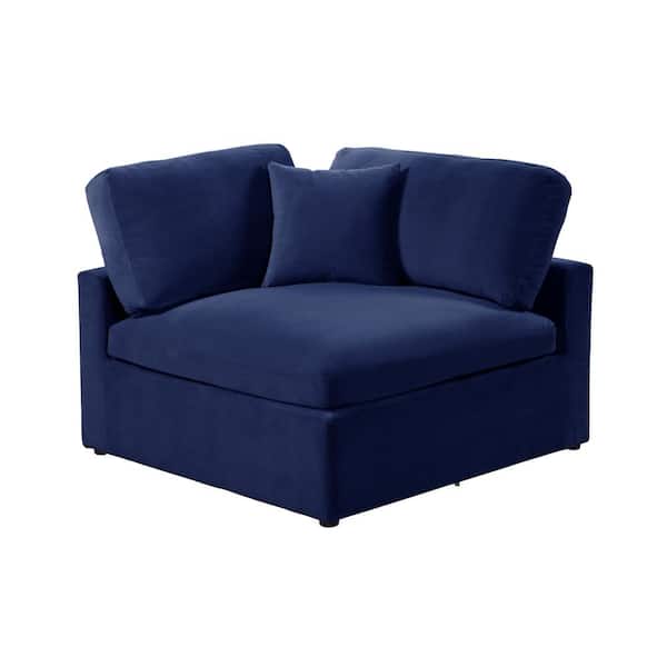 Best Master Furniture Remington Blue Velvet Modular Corner Chair