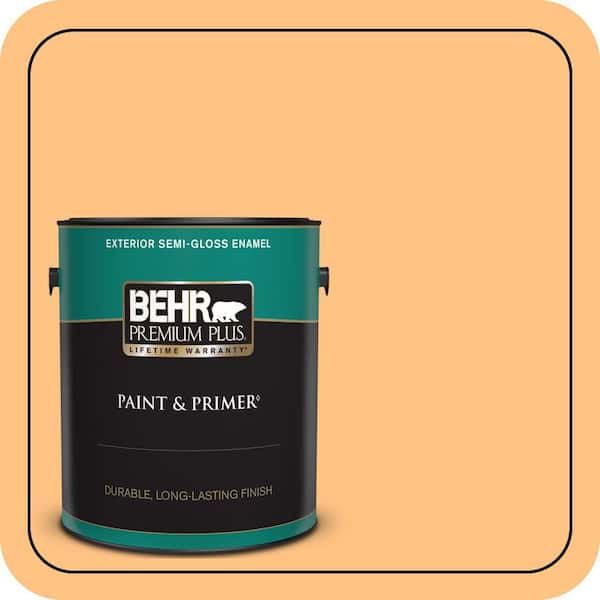 BEHR PREMIUM PLUS 1 gal. #PMD-68 Amber Sun Semi-Gloss Enamel Exterior Paint & Primer