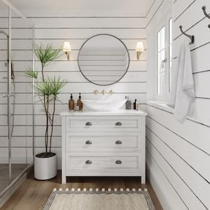 23.43 in. Ceramic Marbled Oval Vessel Bathroom Sink in White