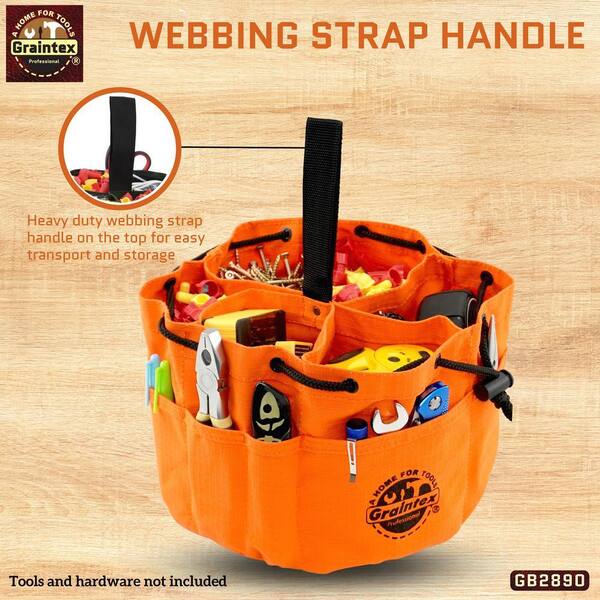 Graintex 10 in. 6-Pocket Grab Tool Bag with Drawstring Closure in
