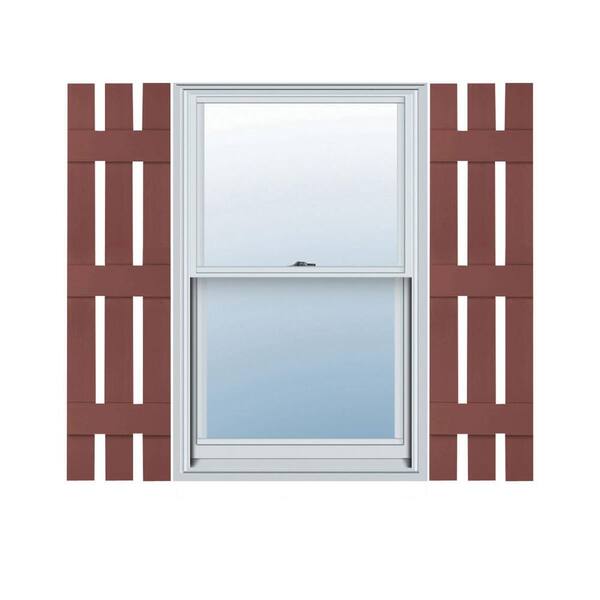 Builders Edge 12 in. W x 58 in. H TailorMade Three Board Spaced (3 Batten), Board-n-Batten Shutters - Burgundy Red