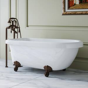 Highview 54 in. Acrylic Traditional Clawfoot Bathtub in White, Ball-and-Claw Feet, and Drain in Oil Rubbed Bronze