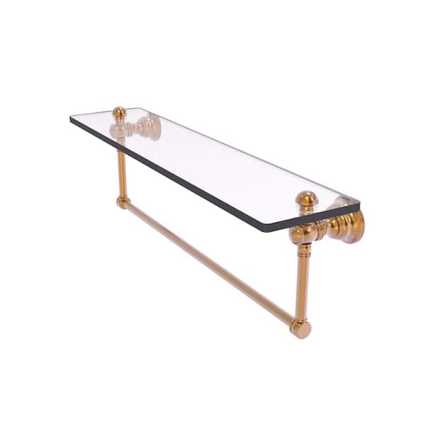 Allied Brass Carolina 22 in. x 7 in. x 5.54 in. Brass Rectangular Glass Shelf with Integrated Towel Bar in Brushed Bronze