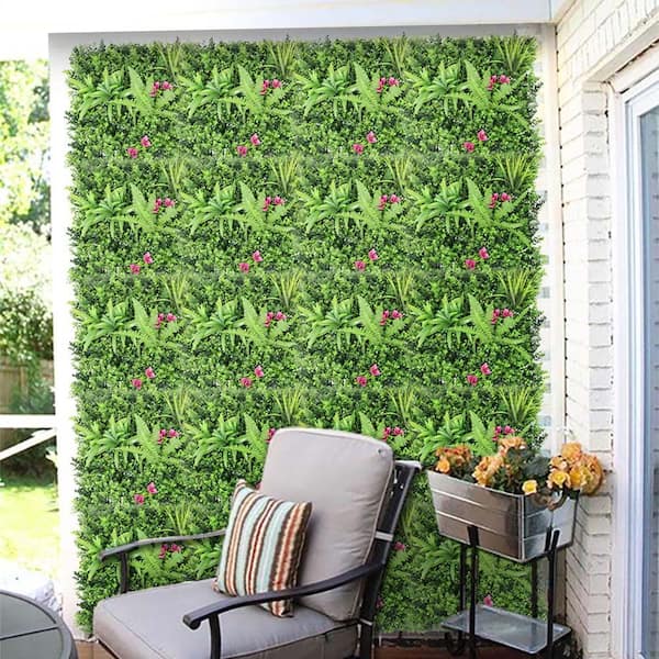 20 in. H x 20 in. W Plastic Artificial Ivy Faux Boxwood Hedge Privacy Garden Fence for Backyard Garden, 1-Pieces