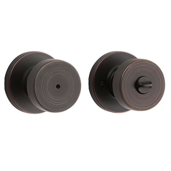 Kwikset Pismo Round Venetian Bronze Bed/Bath Door Knob Featuring Microban Antimicrobial Technology with Lock